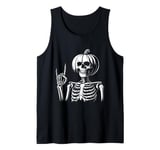 Skeleton Pumpkin Head Halloween Spooky Bones Jack O Lantern Tank Top