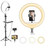 LED Ring Light, BONFOTO 12-inch Dimmable 20W 3200-5800K Smartphone Camera Light with 168cm Tripod Phone Tablet Holder and USB Plug, for Makeup Manicure Tattoo Salon, Photography, Video Live Streaming
