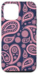 iPhone 12 mini Blue Navy Pink Paisley Boho Bandana Floral Aesthetic Groovy Case