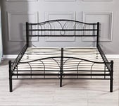 Cadre de Lit pour Matelas 90x200 cm en Metal Moderne + Solide Sommier en Metal - Adulte ou Enfant Couleur Noir - Mike epaisseur du Metal +/- 0,75 mm