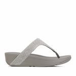 Fitflop Womenss Fit Flop Lottie Glitzy Toe Thong Sandals in Gunmetal - Silver Textile - Size UK 4