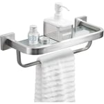 Rosvola - Ej.Life Toilettes de salle de bain étagère en verre avec barre de serviette et rail, support mural avec vis, Heavy Duty SUS304 en acier