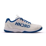 Hundred Xoom Pro Non-Marking Professional Badminton Shoes for Men | Material: Faux Leather | Suitable for Indoor Tennis, Squash, Table Tennis, Basketball & Padel (White/Blue, EU 39, UK 5, US 6)