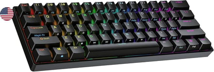 N60 Nova Clavier Mécanique de Jeu 60% | Hot Swap Gaming Keyboard | 61 Touches Programmables | RGB LED | Mac, PC Windows | QWERTY ANSI US (Noir, Gateron Blue)