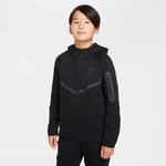 Nike Luvtröja NSW Tech Fleece FZ 24 - Svart Barn, storlek XS: 122-128 cm