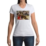 T-Shirt Femme Col V Michael Jordan Assis Chicago Bulls Basketball Superstar