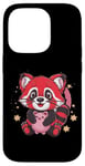 Coque pour iPhone 14 Pro Panda kawaii rouge avec tirelire