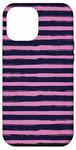 Coque pour iPhone 12 Pro Max Bleu marine rose rayé girly esthétique Preppy Stripe