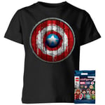 LEGO Marvel Mini Figure with Captain America Kids T-Shirt - Black - 9-10 Years