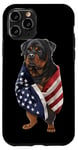 Coque pour iPhone 11 Pro Chien Rottweiler patriotique enveloppé dans un drapeau américain américain