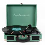 PRIXTON VC400 - Platine Vinyle Tourne-Disque Vintage, Lecteur de vinyles et de Musique Via Bluetooth et USB, 2 Haut-parleurs intégrés, Design Mallette, Couleur Vert