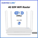 4G LTE WIFI -reititin SIM-korttipaikalla WiFi 6 Modeemi 300 Mbps USB Auton Wifi Vahvista neljä antenni 32 laiteliitäntää Eurooppaan