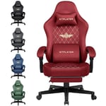 GTPLAYER Chaise Gaming Fauteuil Gaming Tissu Chaise Gamer Ergonomique Bureau Chaise PC, 150 kg, Chaise de Table RéGlable et Pivotante avec Coussin D'Assise à Ressorts et Repose-Pieds, Rouge