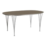 Fritz Hansen - Superellips B613 – 180x120 cm Brown Ottowa/Chrome - Matbord - Arne Jacobsen,Bruno Mathsson,Piet Hein - Brun - Metall/Trä