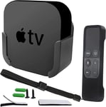 Premium Pinowu Black Wall Mount Bracket with Siri Remote Case for Apple TV 4/4K