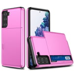 Samsung Galaxy S21 - Hybrid Skal Med Kortfack - Rosa Pink Rosa