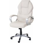 Décoshop26 - Fauteuil de bureau sur roulettes avec fonction massage chauffage pivotante en synthétique crème 040001917