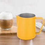 Coffee Latte Cup, Stainless Steel Milk Frothing Jug Frother Coffee Latte Container Cup Coffee Utensils 350ml (Yellow)