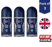 3 x NIVEA Men Cool Kick 50ml Cooling & Refreshing Roll-On Deodorant