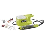 RYOBI - Mini-outil multifonction 18V ONE+ - 4400-23 000 tr/min - changement d'accessoire sans outil - Avec 15 accessoires - RRT18-0