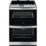 AEG CIB6743ACM 6000 SteamBake Stainless Steel Freestanding Double Oven Cooker with Induction Hob