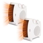 2 x Igenix IG9010 Flat & Upright Electric Fan Heater for Small Rooms & Caravans