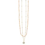 Duran Exquse - Collier ras du cou brésil double, agata peach + chaîne avec soleil, détails en zircon, doré, 40-42+ ext. 3 cm, Mediano, Argent, Agate