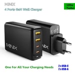 MINIX NEO P2 100W GaN Charger Fast Charger 4 Ports 2USB-C 2USB-A EU/US/UK Plug