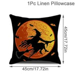 45 cm Pellava Halloween-tyynynpäällinen Pumpkin Bat Wizard Ghost Halloween-sisustus kodin koristeelliselle sohvalle autotuolin koristeluun tyynyliina