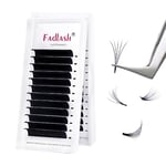 Fadlash Easy Fan Lashes D Curl 0.03 14mm Single Lashes Russian Lashes Natural Look Self Fanning Eye Lashes Automatic Blooming Russian Eyelashes Extensions(0.03-D-14)