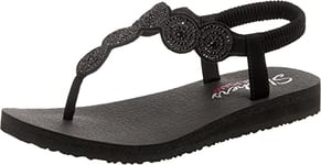 Skechers Womens Meditation Stars & Sparkle Flip Flops, Black Mitobuck Rhinestone Trim, 8 UK