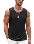 COOFANDY Mens Vest Tops Summer Regular Fit Tank Top for Gym Sleeveless Workout Tops Men Vests Black XL