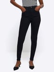 River Island High Rise Sculpt Skinny Jeans - Black, Black, Size 8, Women