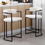 Wahson Modern Bar Stools Set of 2 Faux Fur Upholstered Breakfast Bar Chairs with