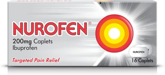 Nurofen Ibuprofen Tablets, 200mg, 16 Caplets, Pain Relief, Headache, Migraines,