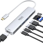 Adaptateur Usb C,Hub Usb C Hdmi 4K,Pd 100W,Usb C 3.0,2*Usb 3.0 Lecture De Carte Sd/Tf,Dock Usb C Multiport 7-En-1 Compatible Avec Macbook Pro/Air M1 M2 Book Pixel Ipad Pro Tablette¿Silver¿