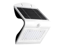 Glowster Applique solaire LED d'extérieur avec capteur de lumière et de mouvement, IP65, 4 W de puissance et options d'éclairage de 3000 K et 4000 K, offrant un éclairage efficace et sûr à 120°.