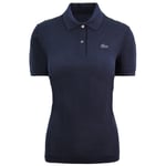 Lacoste Plain Womens Navy Polo Shirt Wool - Size 10 UK