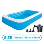 Grande piscine gonflable d'été pour enfants,jouet d'extérieur rectangulaire en PVC,pour la famille,pour bébé,2/2 m - Type 3M Pool with Pump