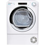 Candy CSOEC9DCG 9kg Freestanding Condenser Tumble Dryer, Sensor Dry, WIFI Connectivity, White with Chrome door