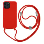 Coque Cordon iPhone 14 Pro Max Semi-rigide avec Lanière Tour du Cou 80cm rouge