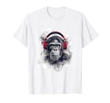 Chimp Monkey with red headphones T-Shirt