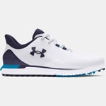 Chaussure de golf sans pointes Under Armour Drive Fade pour homme Blanc / Capri / Midnight Bleu Marine 43