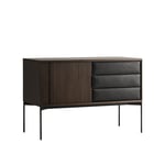 Ritzwell - Jabara JB 2122 (L) Sideboard, Oak Frame Body B, White Urethane Frame Black Thick Leather Front Drawer - Sideboards - Shinsaku Miyamoto - Brun - Läder/Metall/Trä