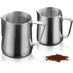 Pot à lait, pot à mousser en acier inoxydable de 350 ml + 600 ml, mousseur à lait pour crème à café