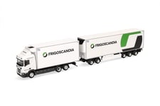 herpa modèle réduit Camion Scania CR20 ND Semi-remorque frigorifique Frigoscandia (Suède/Helsingborg), Miniature à l'échelle 1:87, pièce de Collection, fabriqué en Allemagne, Plastique