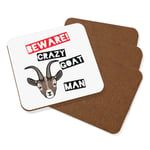 Beware Crazy Goat Man Coaster Drinks Mat Set Of 4 - Funny Animal