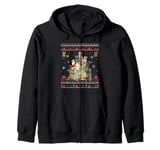 Cat Xmas Decoration Santa Cat Ugly Christmas Tree Zip Hoodie