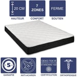 Matelas Latex 80 Kg/m3 + Aertech+ 35 Kg/m3 180x200 x 20 cm Ferme + Oreiller Visco 7 Zones de Confort - Trés Respirant