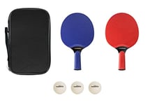 HUDORA Set de ping-pong Outdoor - Set de haute qualité avec 2 raquettes & 3 balles - Set de raquettes de ping-pong complet avec sac de rangement - Raquettes de tennis de table pour l'extérieur